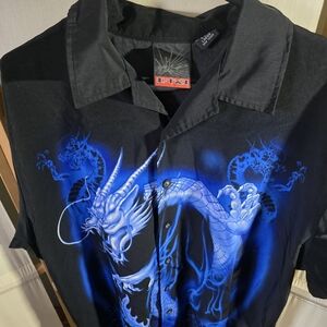Black and Blue Dragon Graphic Shirt